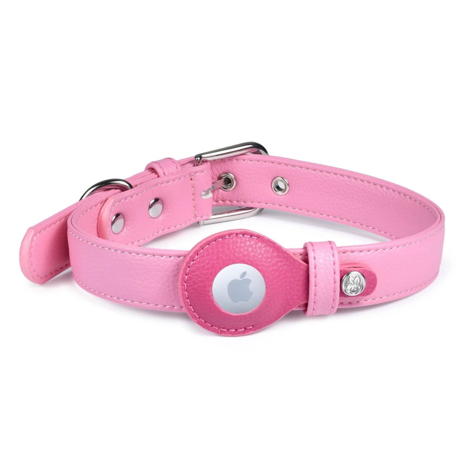 Microfiber Vegan Leather AirTag Dog Collar with AG+ Protection