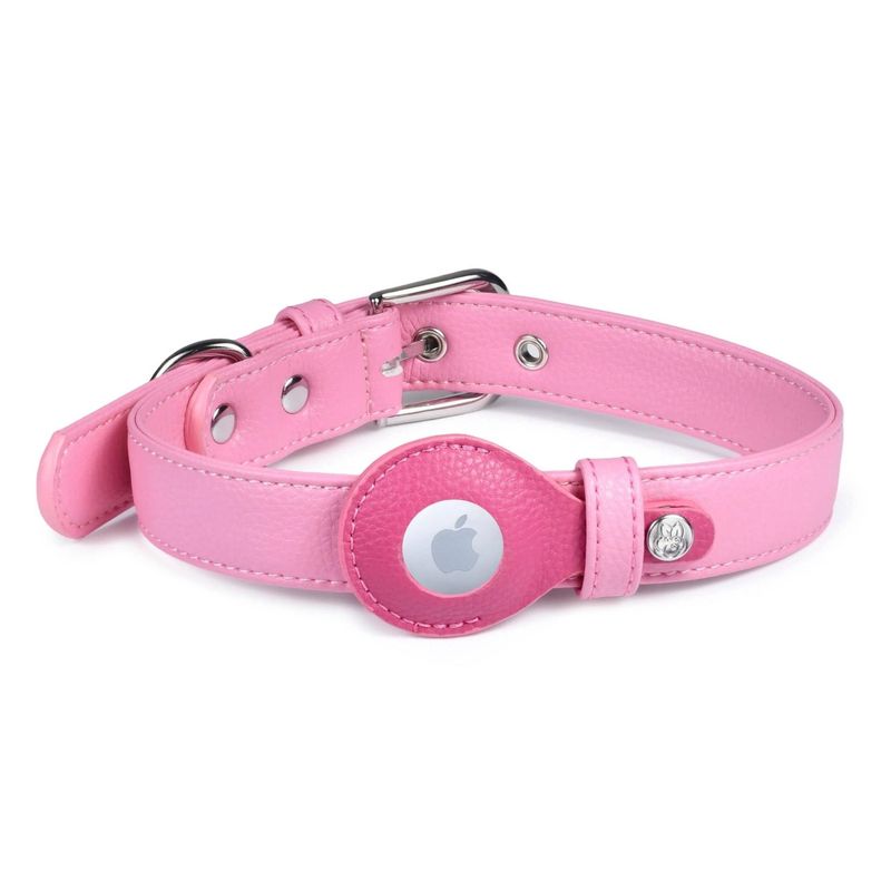 Microfiber Vegan Leather AirTag Dog Collar with AG+ Protection