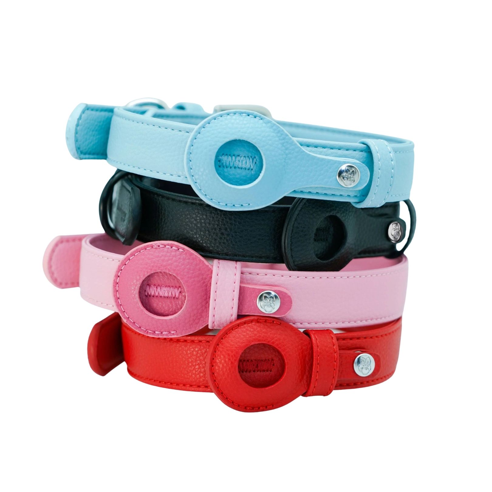 Microfiber Vegan Leather AirTag Dog Collar with AG+ Protection