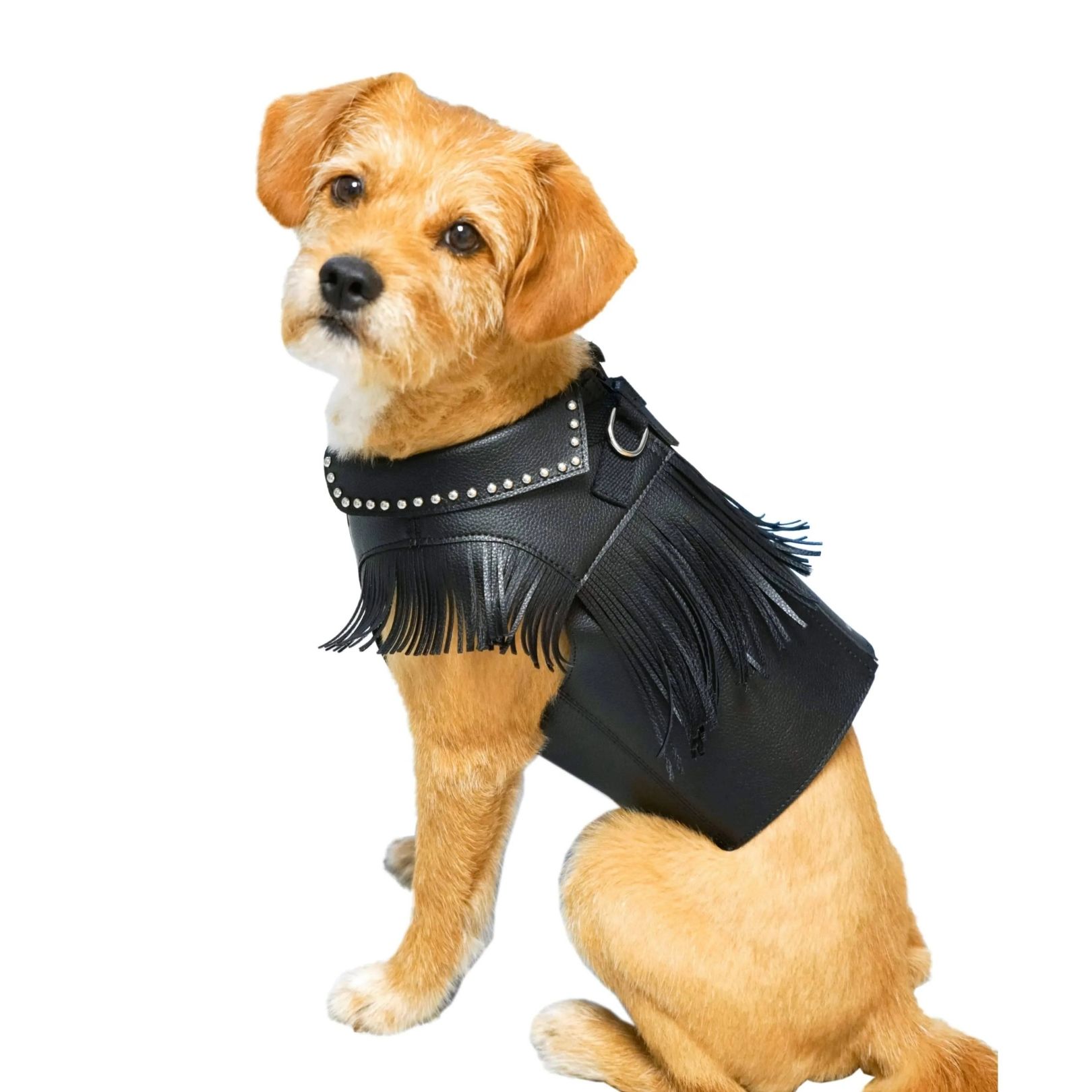 Western Fringe Dog Harness Jacket – Microfiber Suede