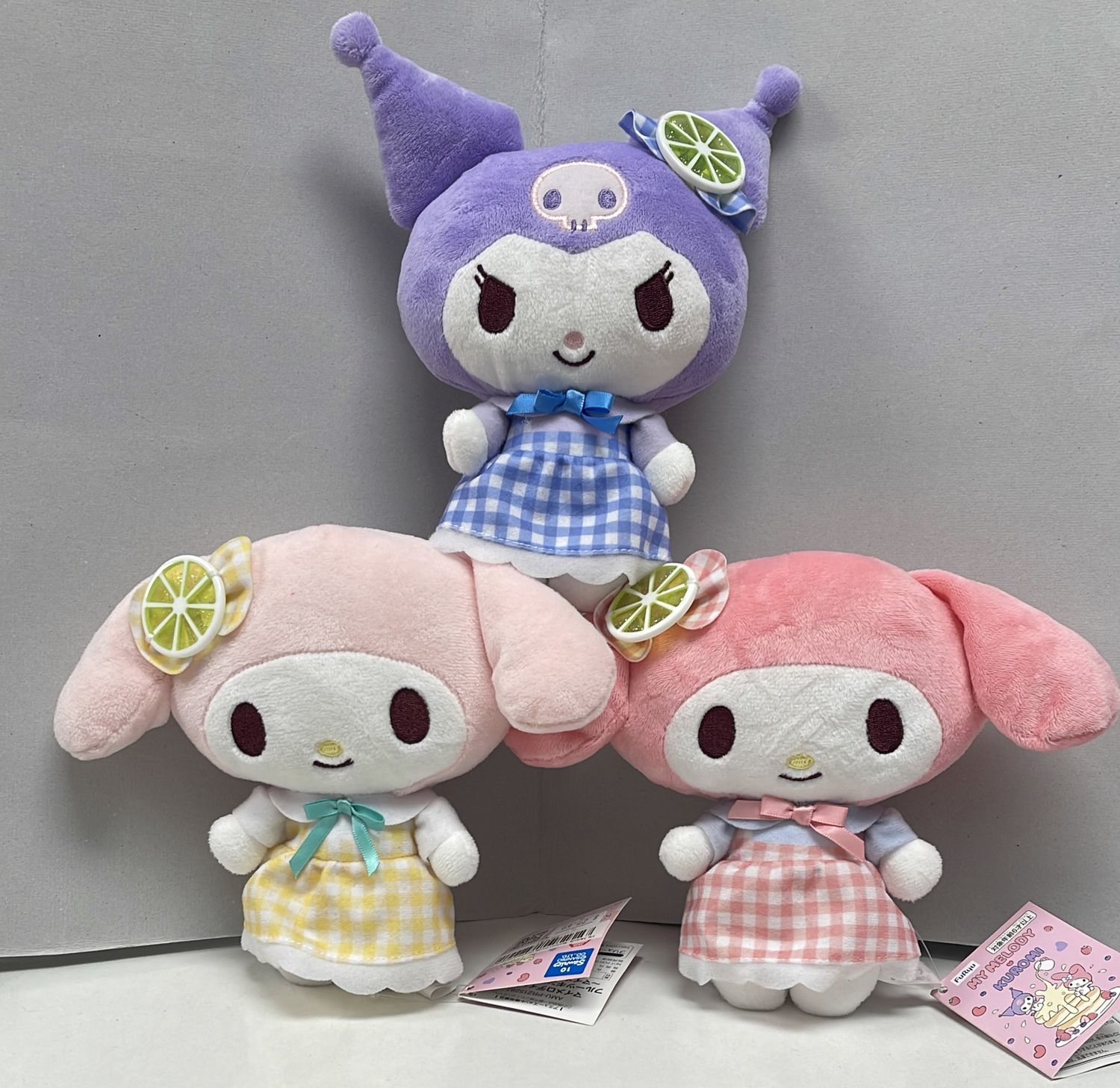 My Melody・Kuromi Fruits Gingham Plush 8.3"