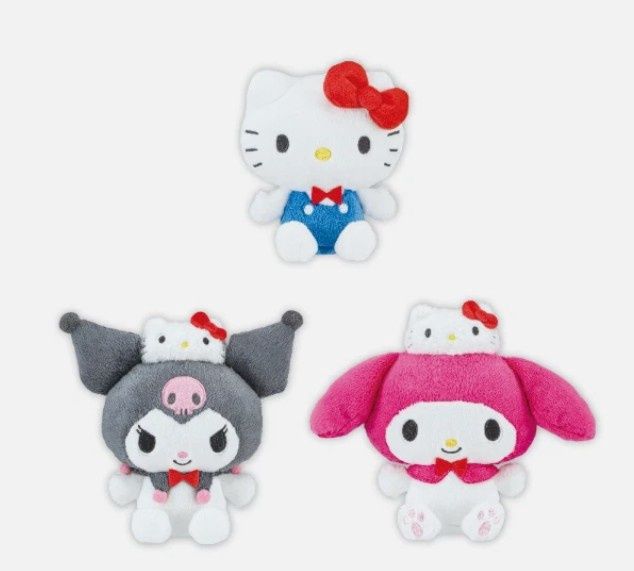 Hello Kitty 50th Party Time! Doll 1 Plush - Hello Kitty/My Melody /Kuromi, 6.3"