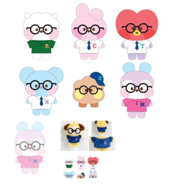 BT21 PLUSH KEYRING GLASSES RJ