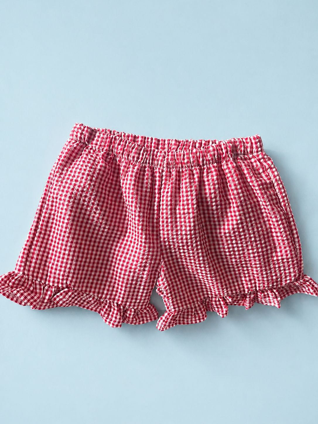 Shorts - Red Gingham Ruffle