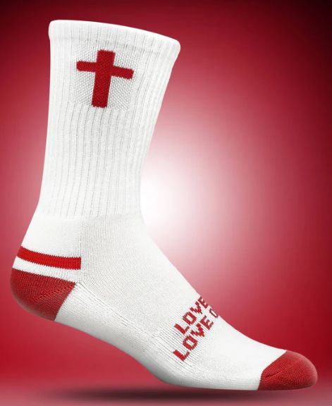 Socks - Pathos, Color: White Sock w/ Red Cross, Size: Extra Small