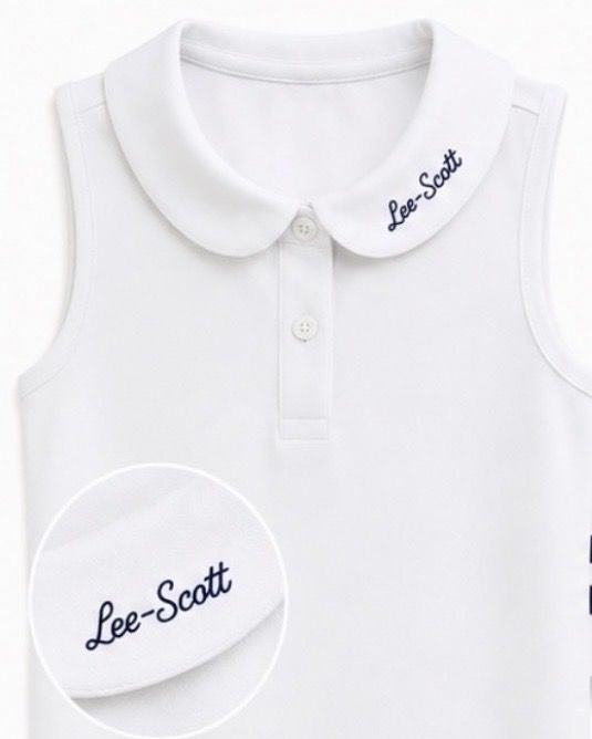 Courtside Kids - Girly Girl Tank, Color: White + Navy Lee-Scott Script, Size: 3/4