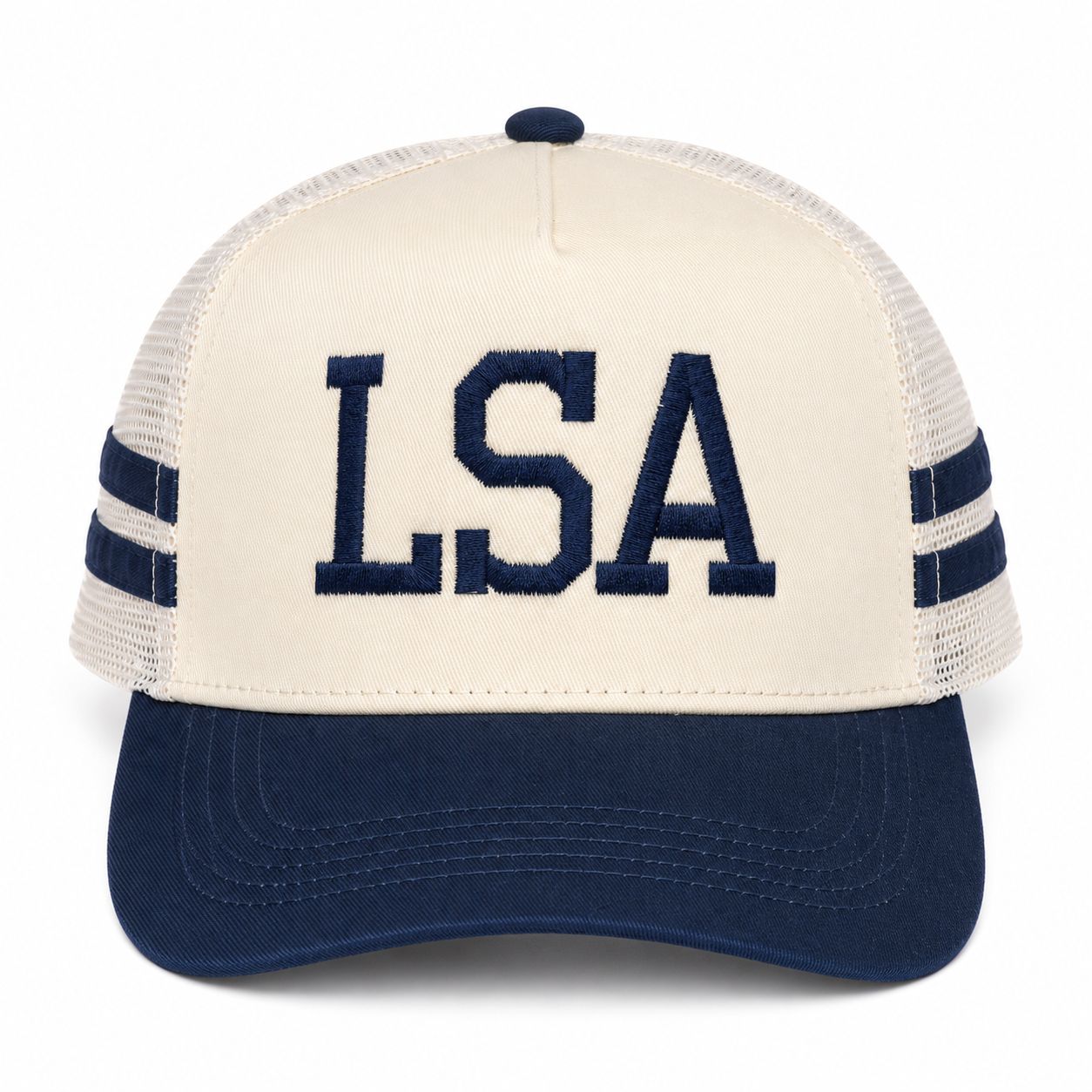 LSA Retro Stripe Mesh Trucker Hat