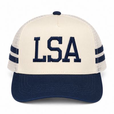 LSA Retro Stripe Mesh Trucker Hat