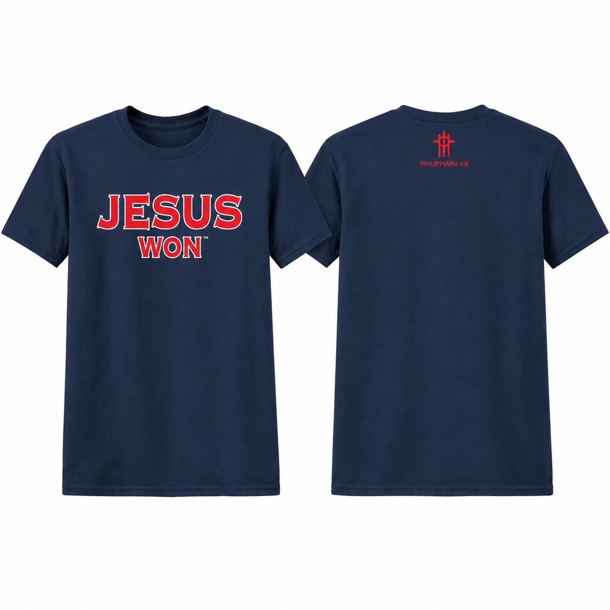 Jesus Won x LSA Cotton Tee, Color: Navy, Size: YS
