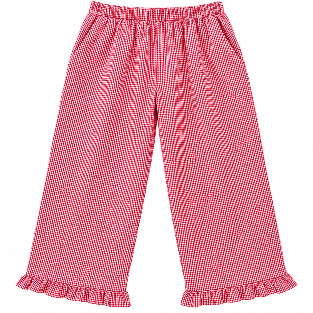 Uniform Pants - Girls Red Gingham, Size: 4