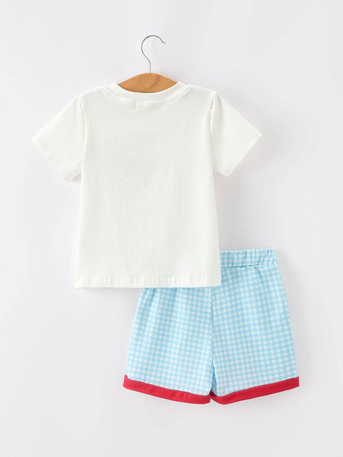 4th of July Flag Boys Set Plaid Shorts T Shirt Outfit