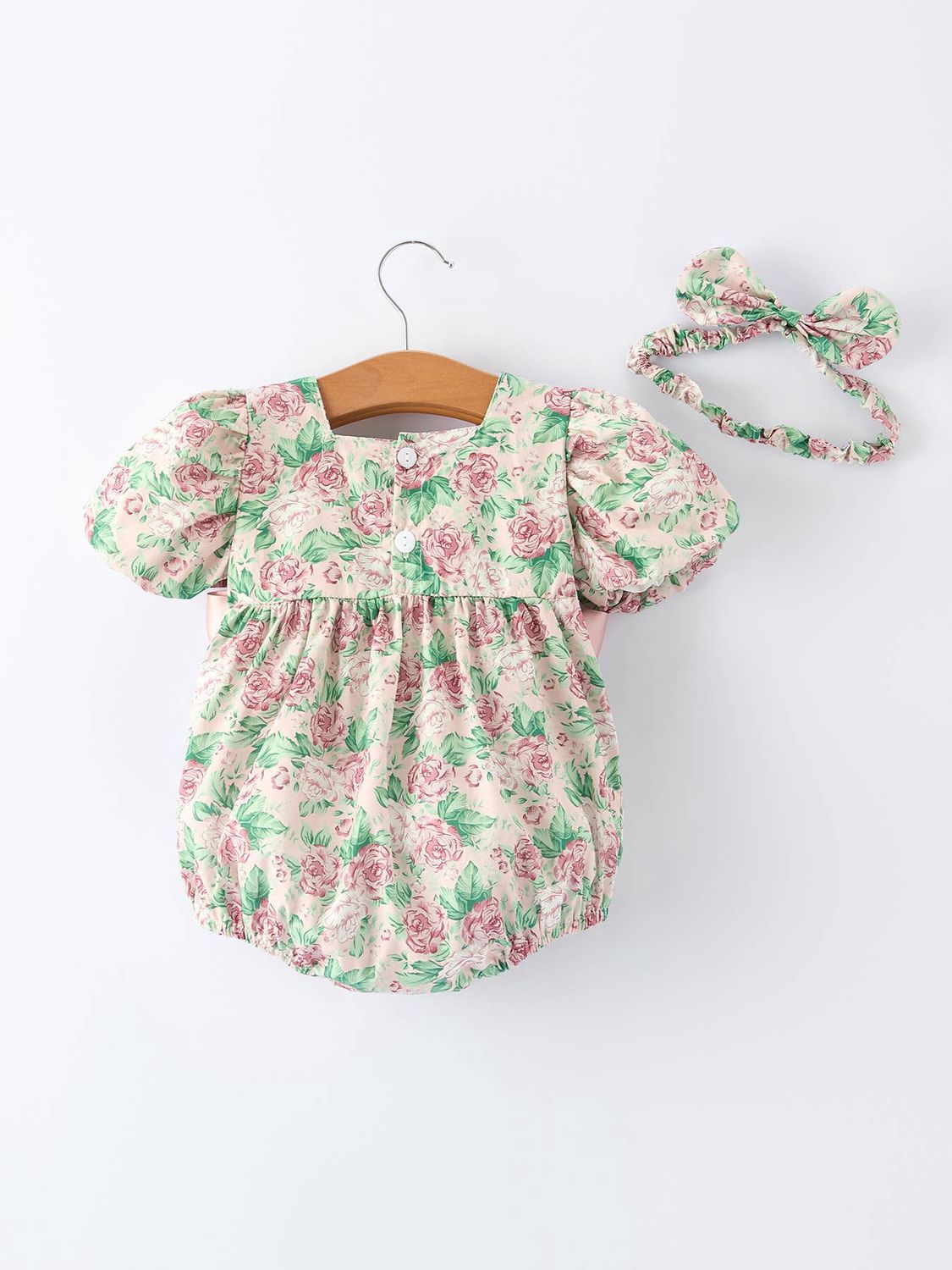 Vintage Rose Baby Girls Romper