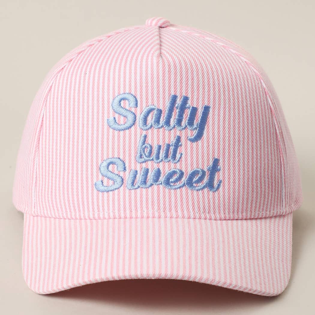 God Bless America  Embroidered Seersucker Stripe Trucker Hat, Color: PINK, Size: ONE SIZE
