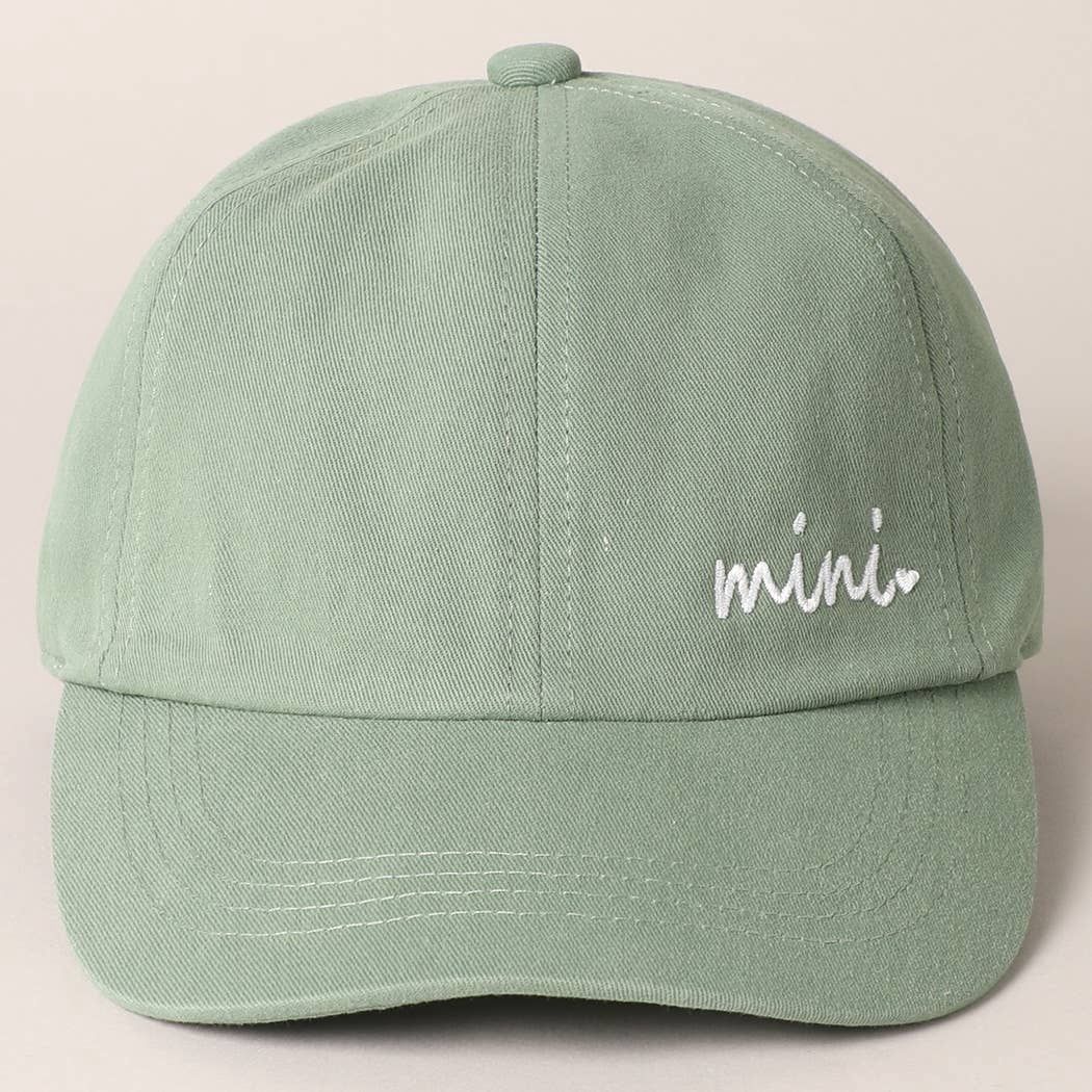 Kids Mini Embroidered Letters Baseball Cap, Color: SAGE, Size: ONE SIZE