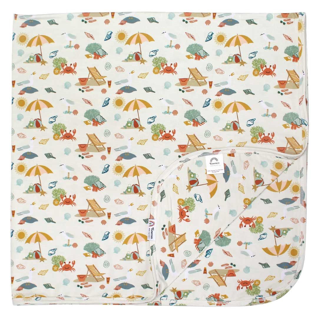 Beach Day Summer Bamboo Baby Blanket for Swaddling