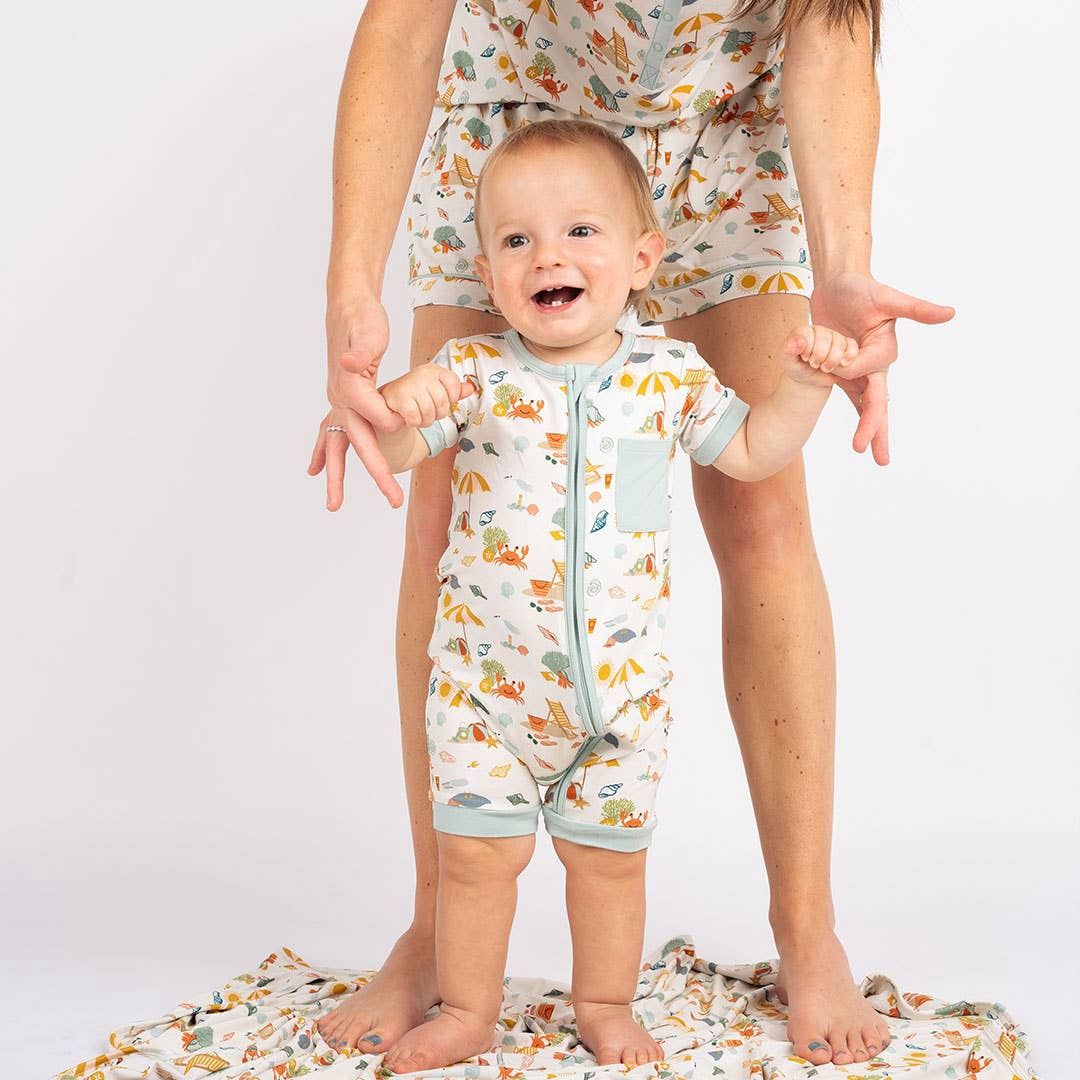 Beach Day Summer Baby Clothing Bamboo Shortie Romper Jumpsuit