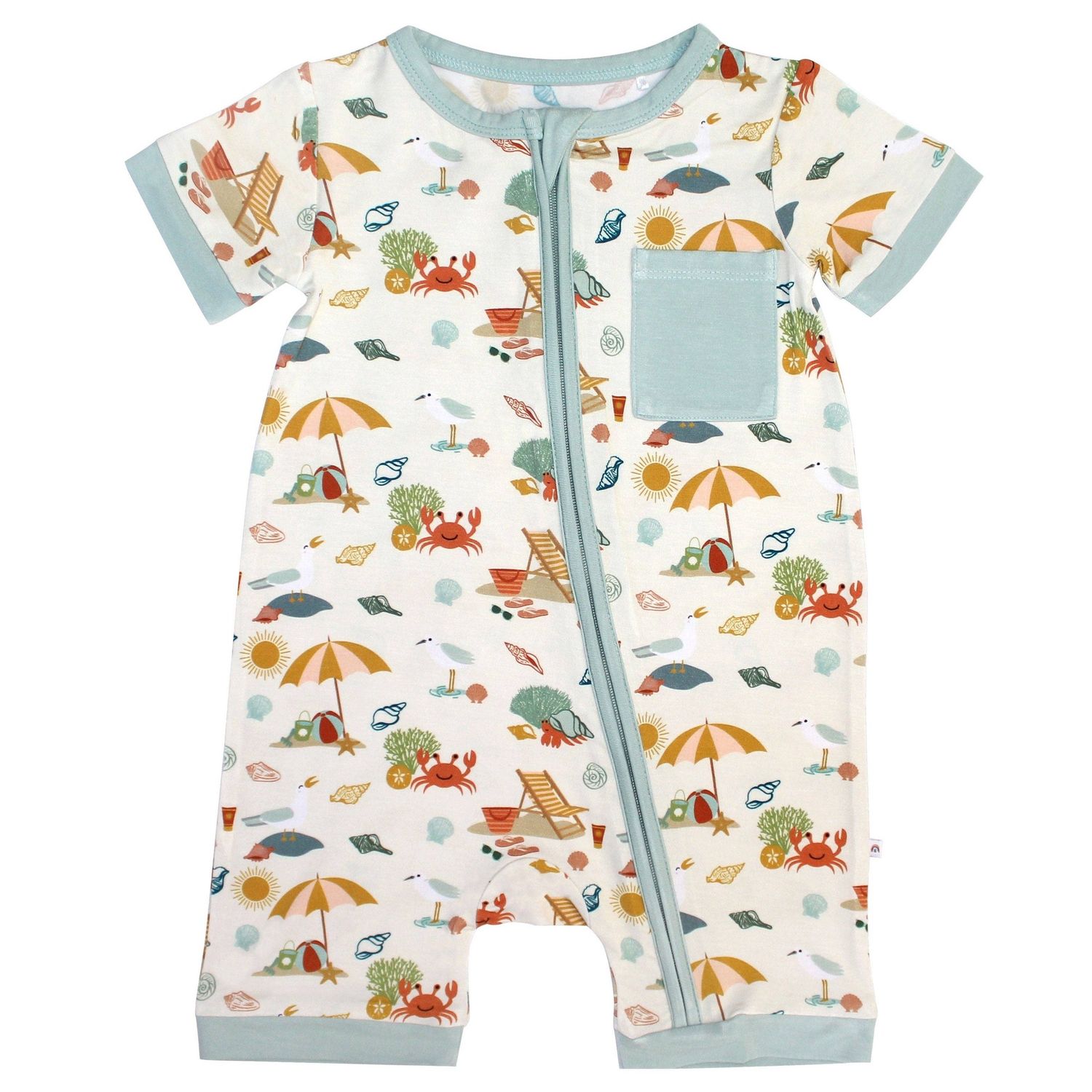 Beach Day Summer Baby Clothing Bamboo Shortie Romper Jumpsuit, Size: 0-3M