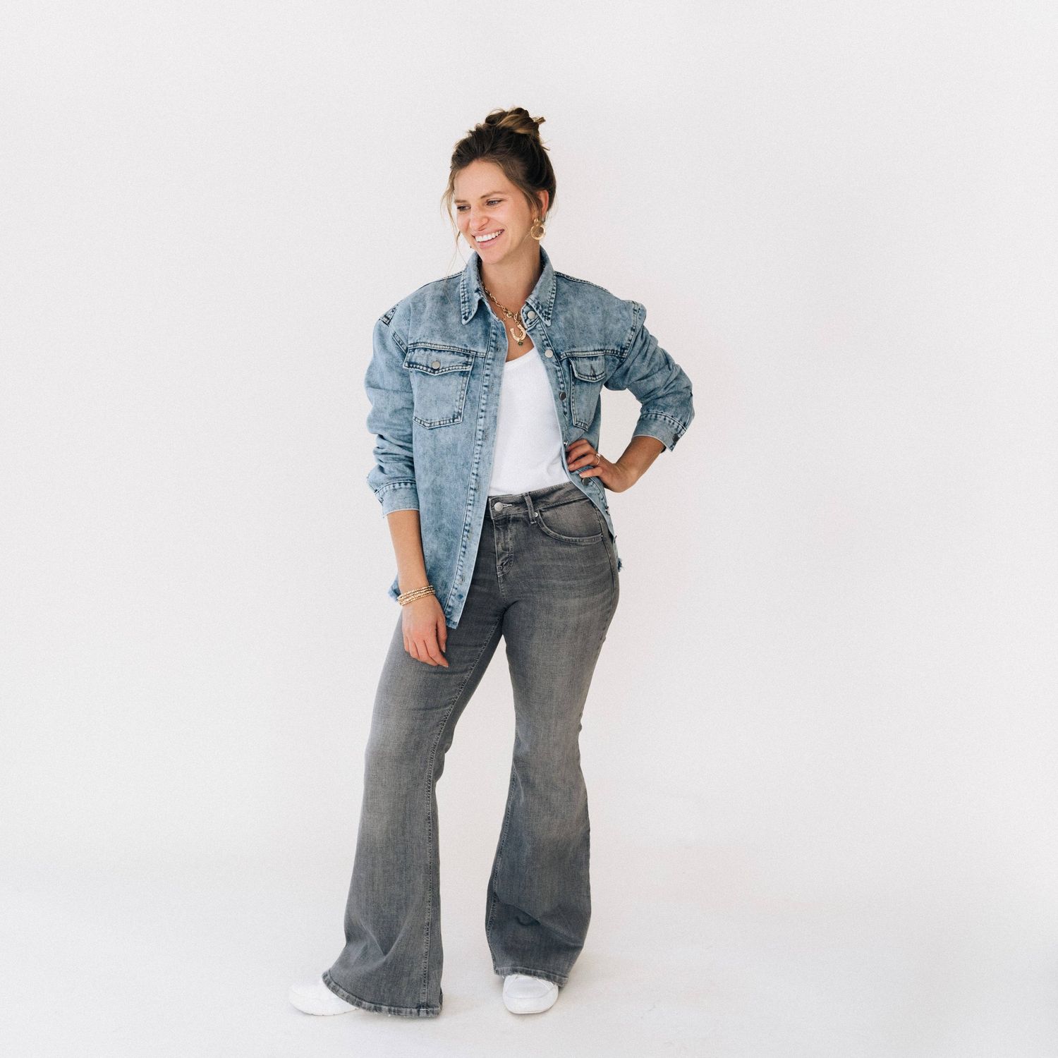 Blue Raw Hem Denim Jean Jacket - Women