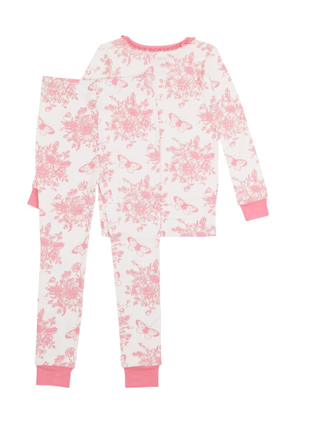Pink Butterfly Garden Toile Ruffle Pajama Set