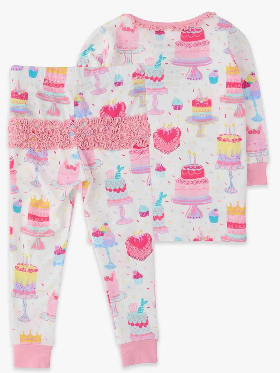 SoftSnooze™ Toddler Girls Cotton Modal Birthday Cake Party Ruffle Long Sleeve Pajama Set