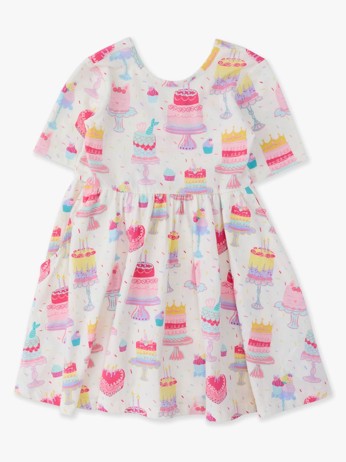 Girls Birthday Cake Party Short Sleeve Knit Twirl Dress