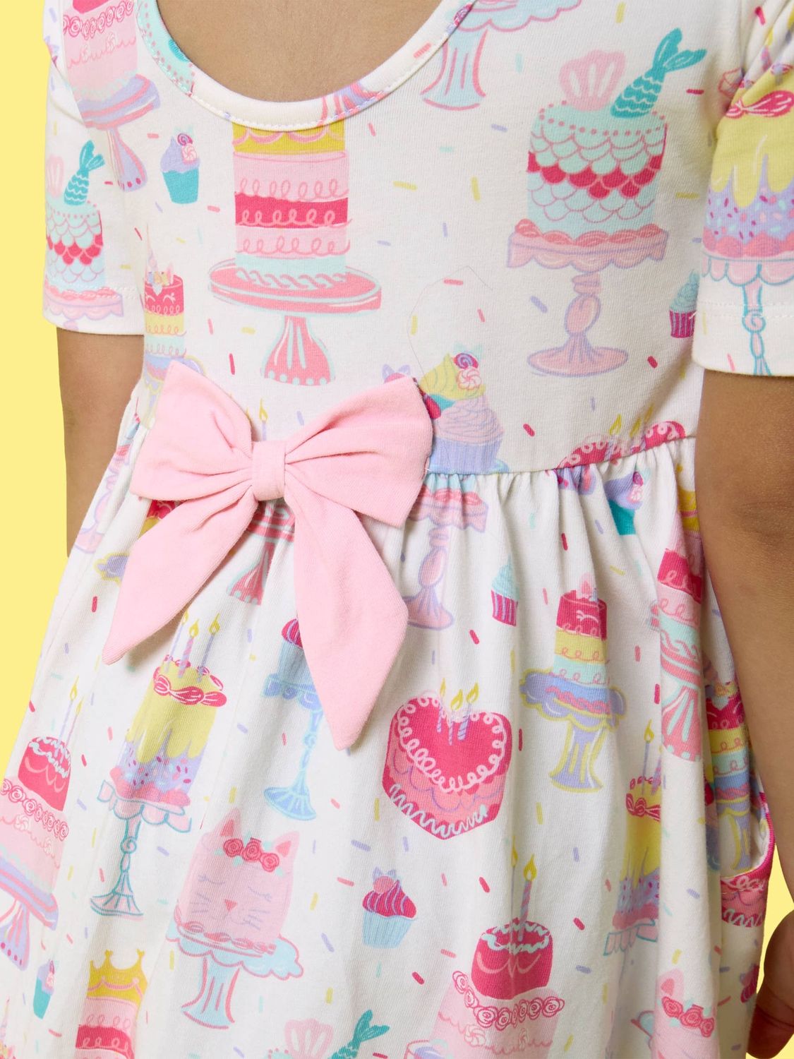 Girls Birthday Cake Party Short Sleeve Knit Twirl Dress