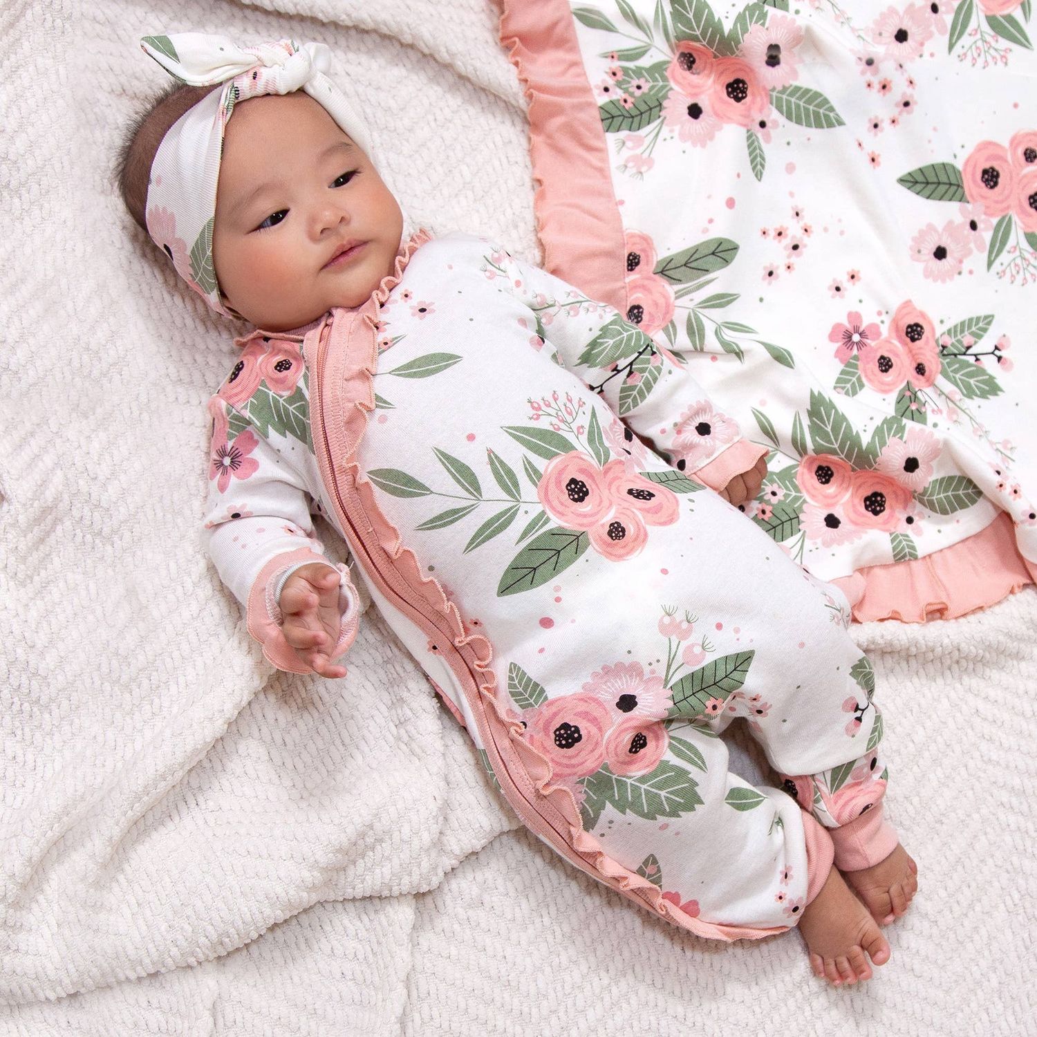 Baby Girl's Jardin Cotton Zippered Romper