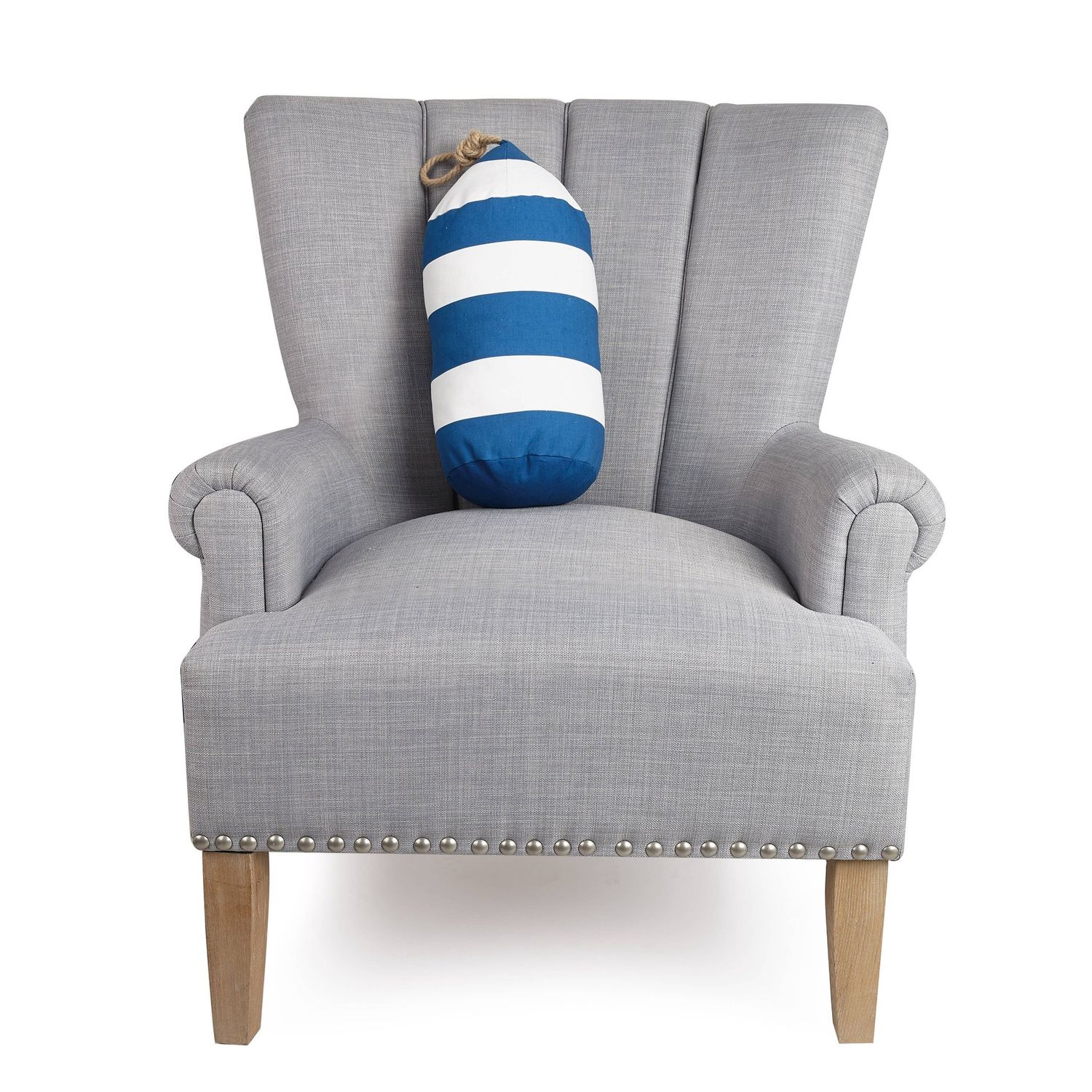 Navy White Buoy Shaped Printed Pillow by Kate Nelligan - Kate Nelligan