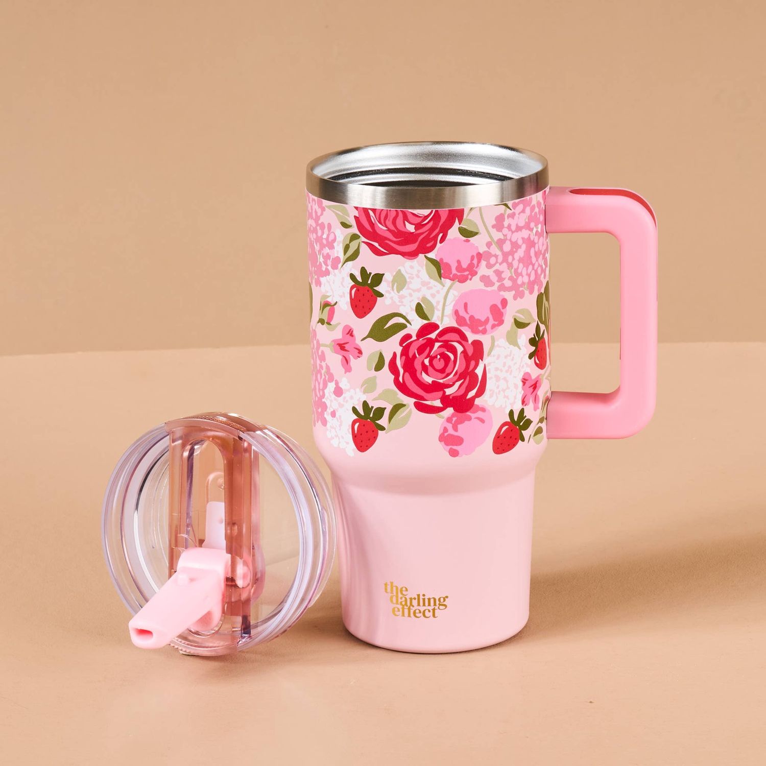 20 oz Lifestyle Flip Straw Tumbler-Rose Garden