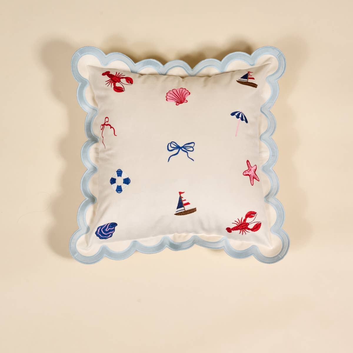 Scalloped Square Throw Pillow–Seaside Haven