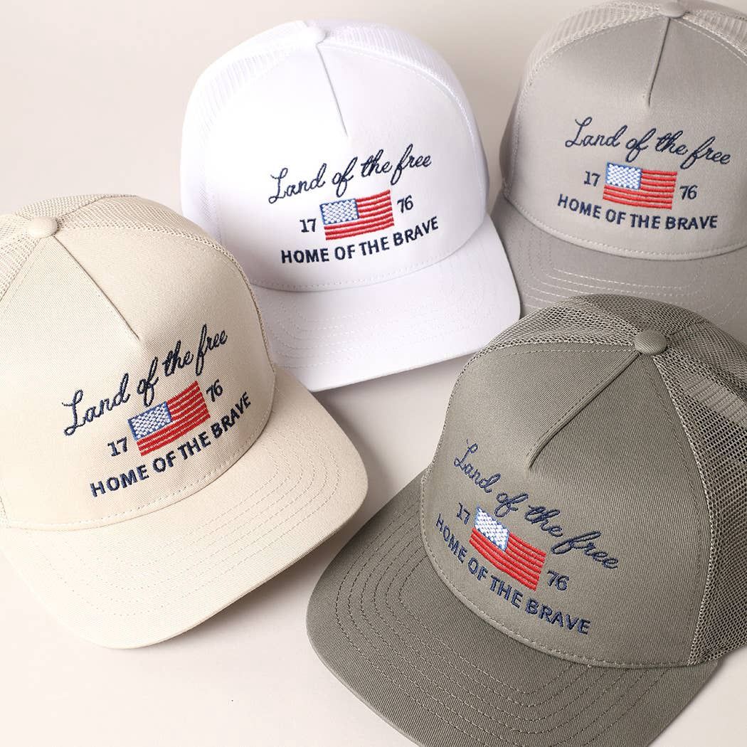 Land Of The Free Embroidery MeshBack Trucker Hat