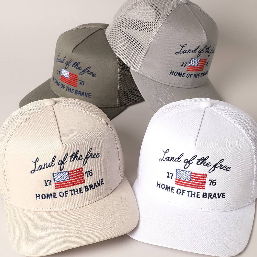 Land Of The Free Embroidery MeshBack Trucker Hat