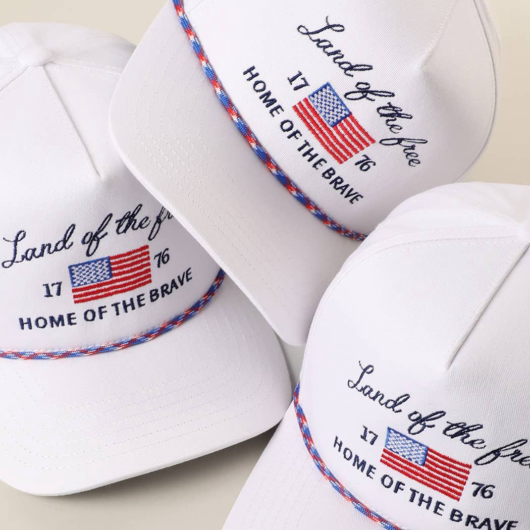 Land of the Free Embroidered USA Rope Trucker Hat