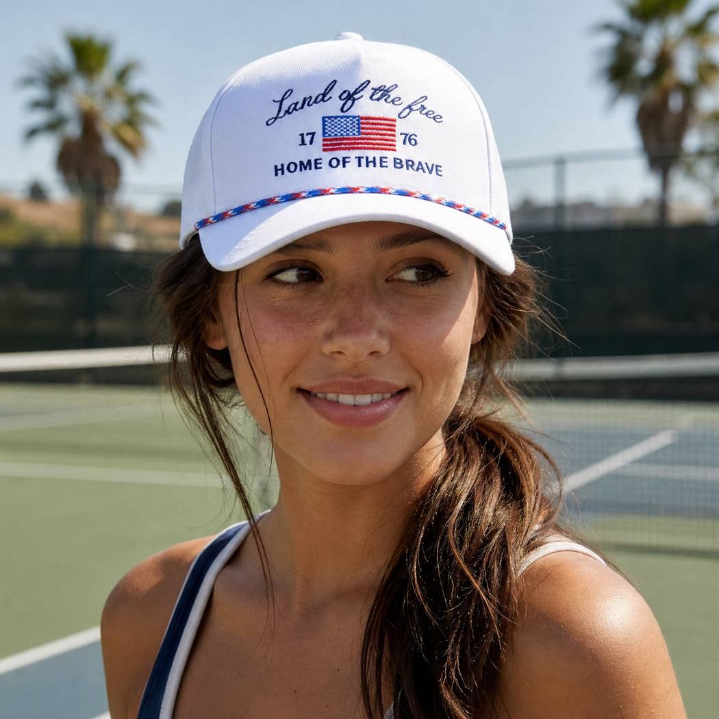 Land of the Free Embroidered USA Rope Trucker Hat