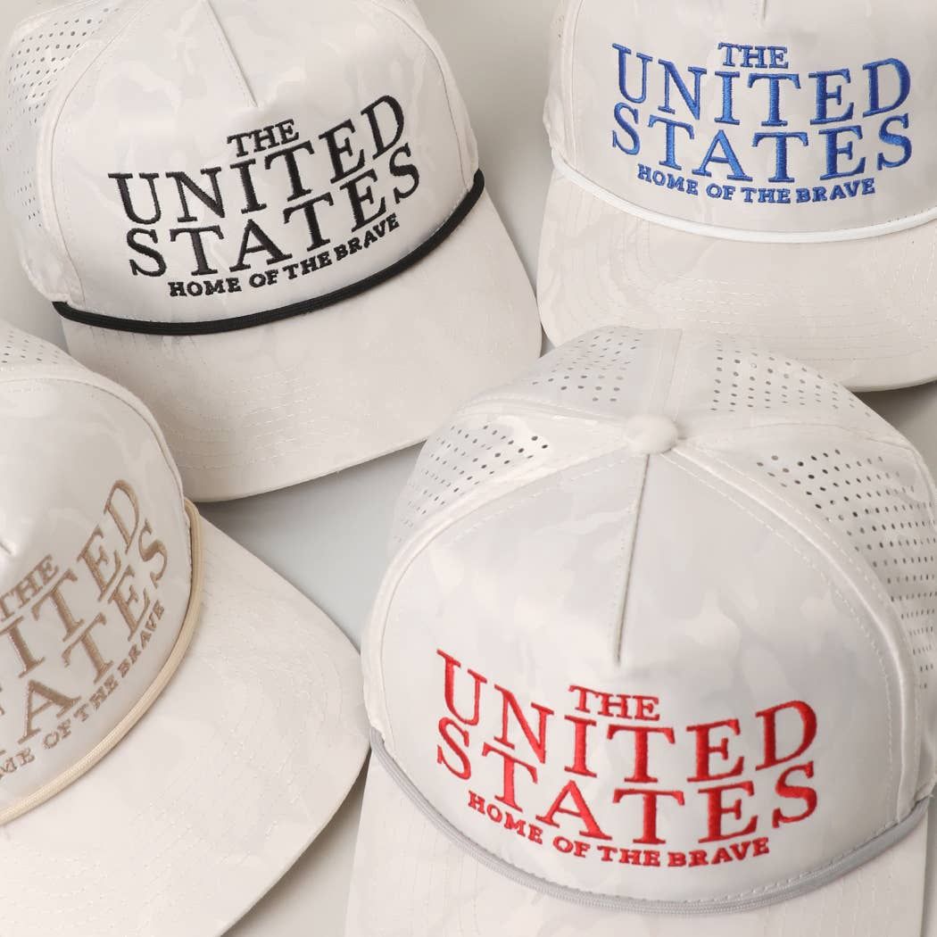 THE UNITED STATES White Camo Rope Strap Trucker Hat