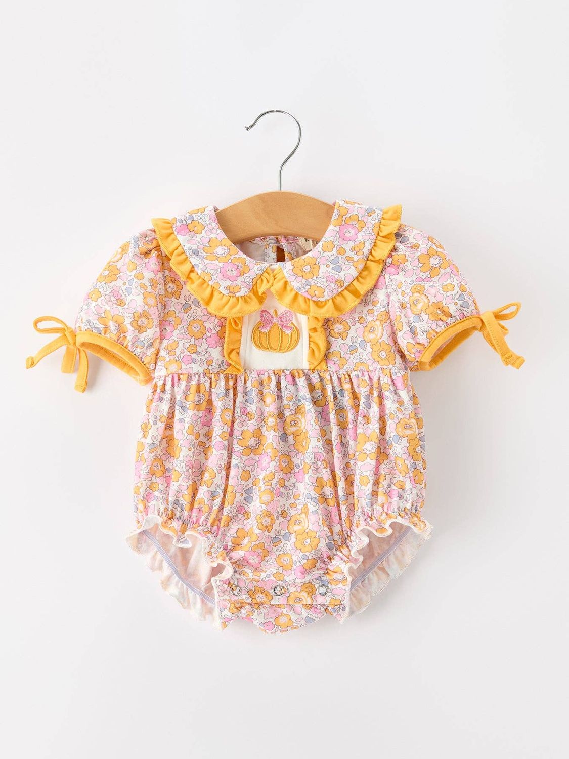Pumpkin Floral Baby Bubble Romper