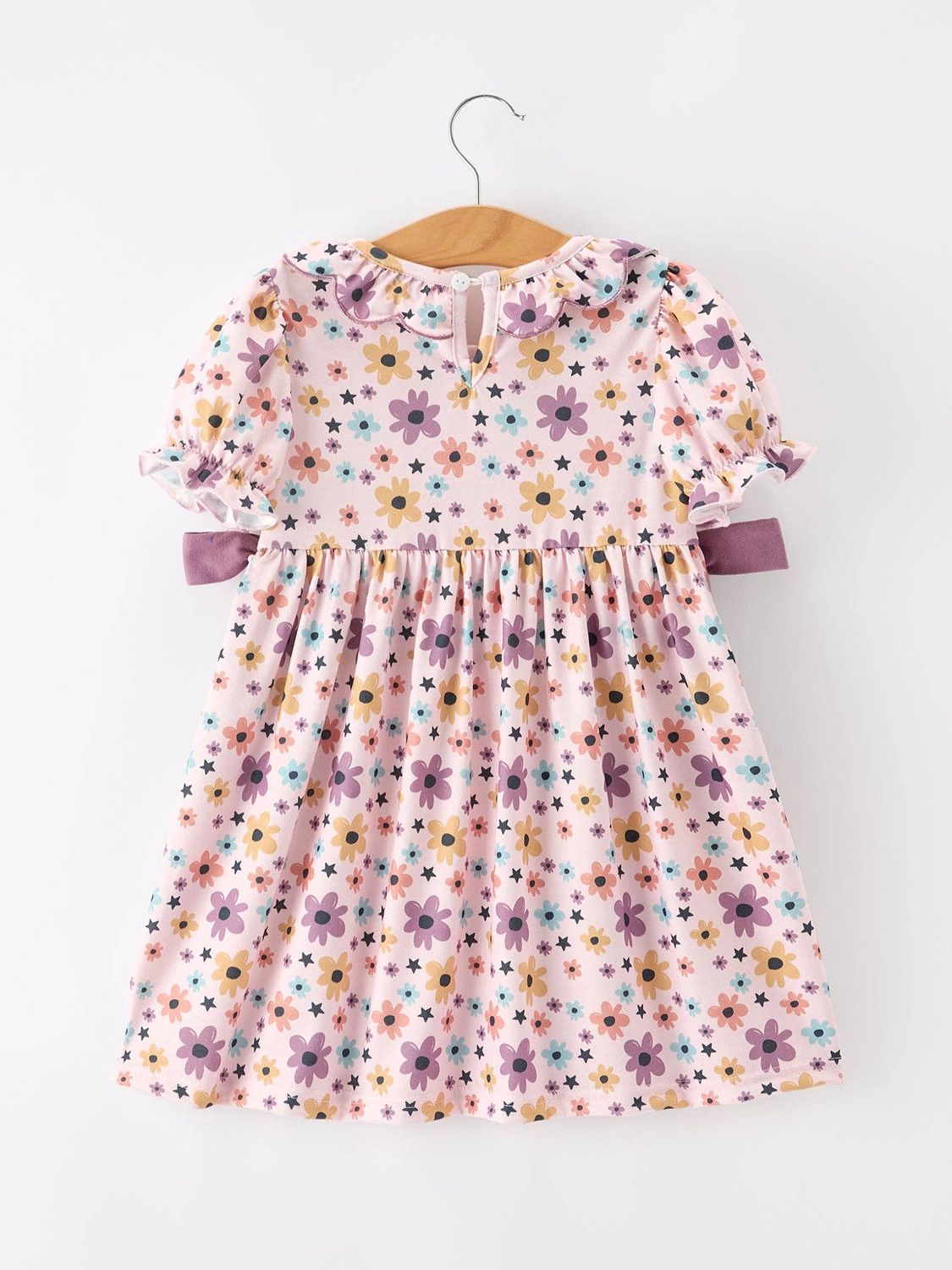 Pumpkin Floral Bow Girls Dress