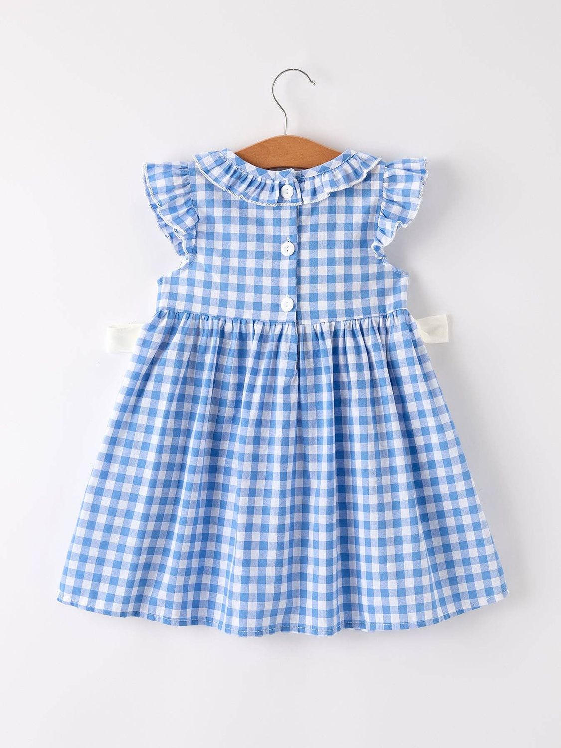 Fall Blue Pumpkin Smock Embroidery Baby Girl Dress