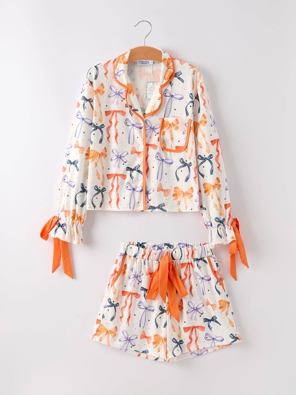 Halloween Mommy and Me Bow Print Pajama Set, Size: M, Style: Adults