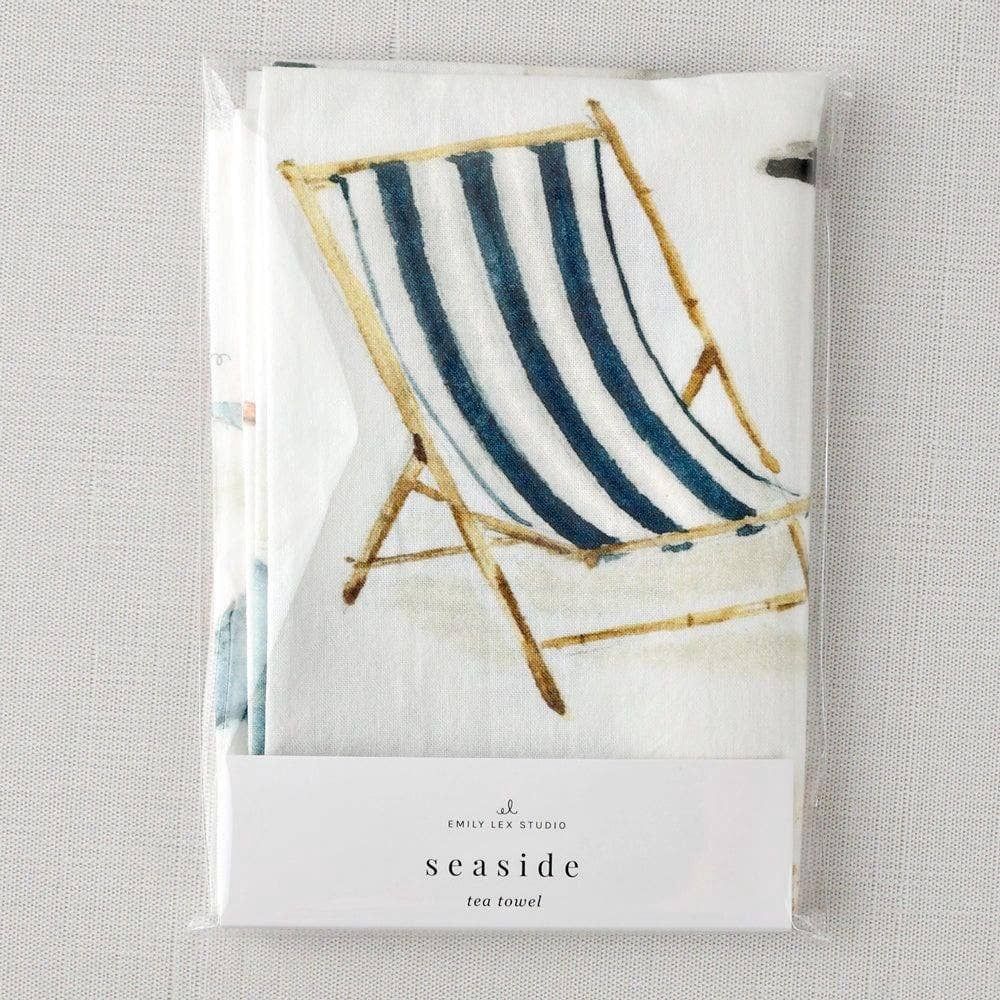 Seaside cotton flour sack tea towel