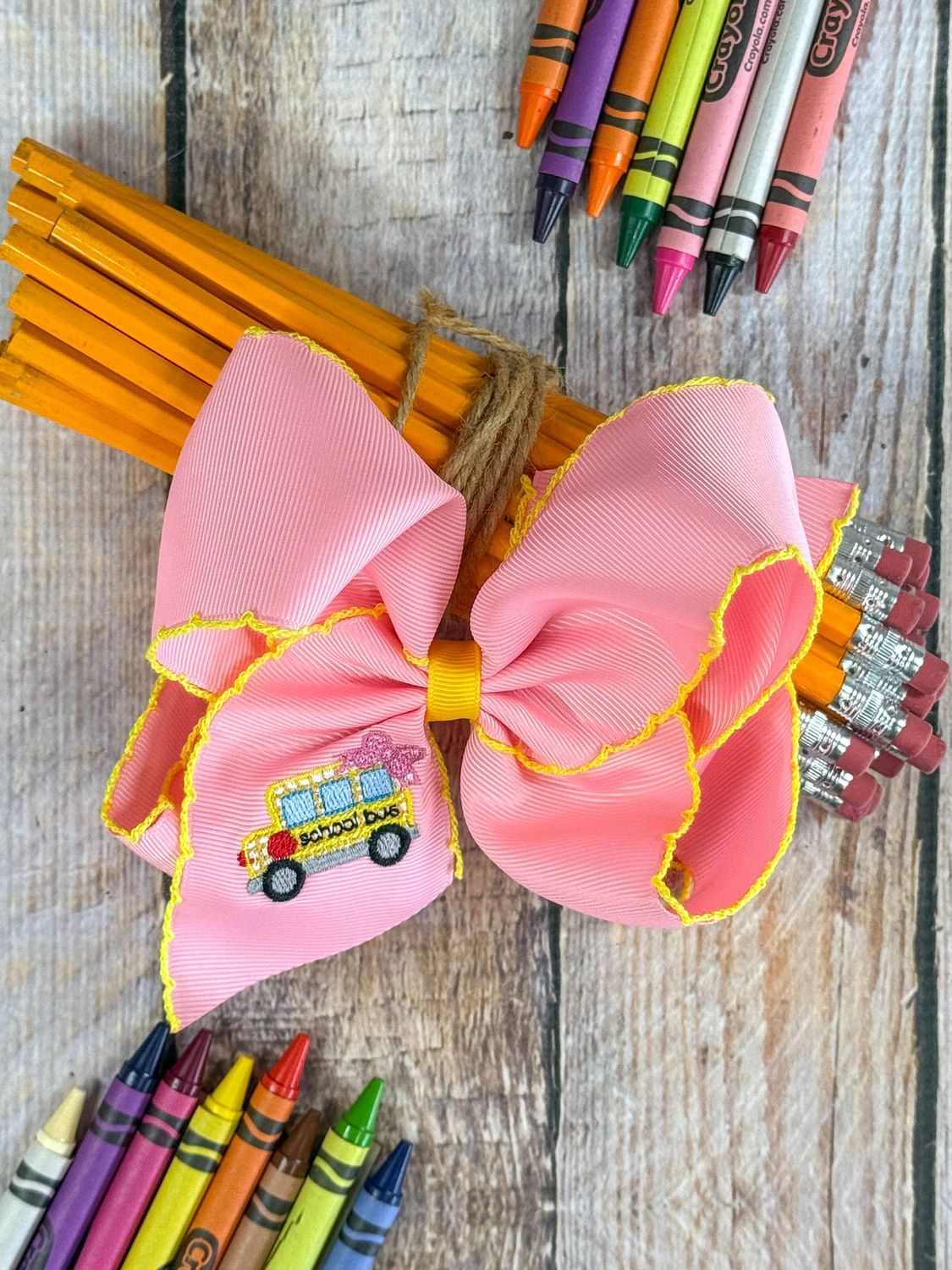 School Bus Embroidered Moonstitch Headband, Style: Clip