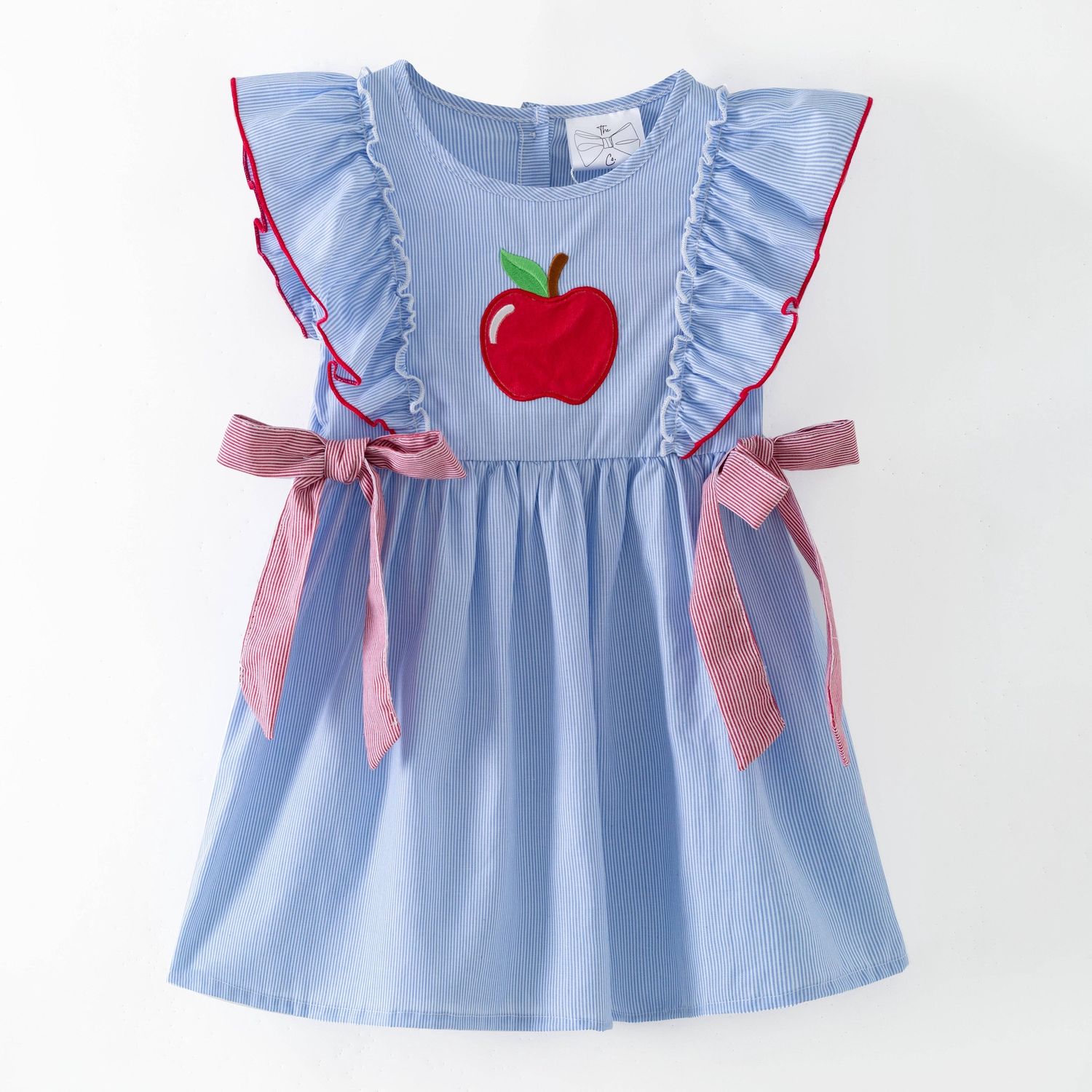Apple Stripe Tie Applique Dress | Girls Back to School Dress, Size: 10y