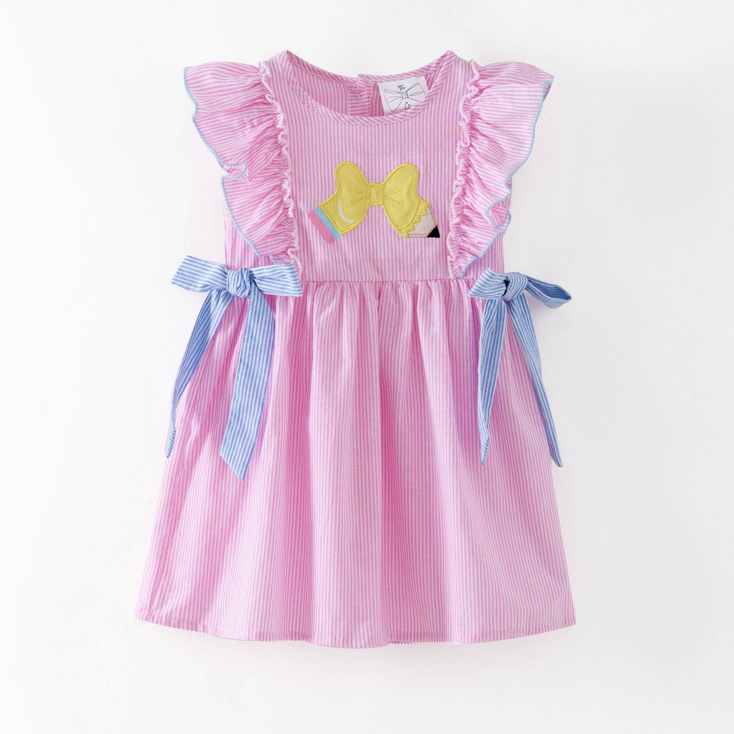 Pencil Bow Stripe Tie Dress | Girls School Outfit, Size: 2T