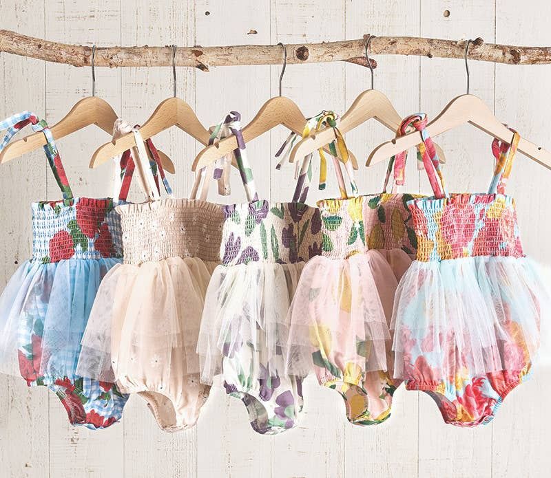 Tutu Bubble Romper - Pink Stripes + Lemons