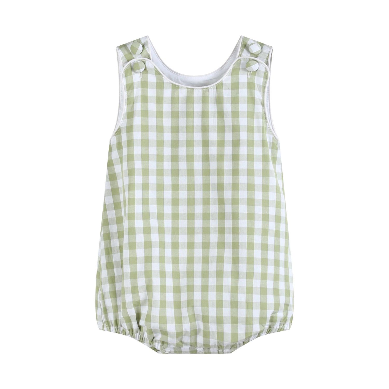 Classic Sage Green Gingham Bubble Romper
