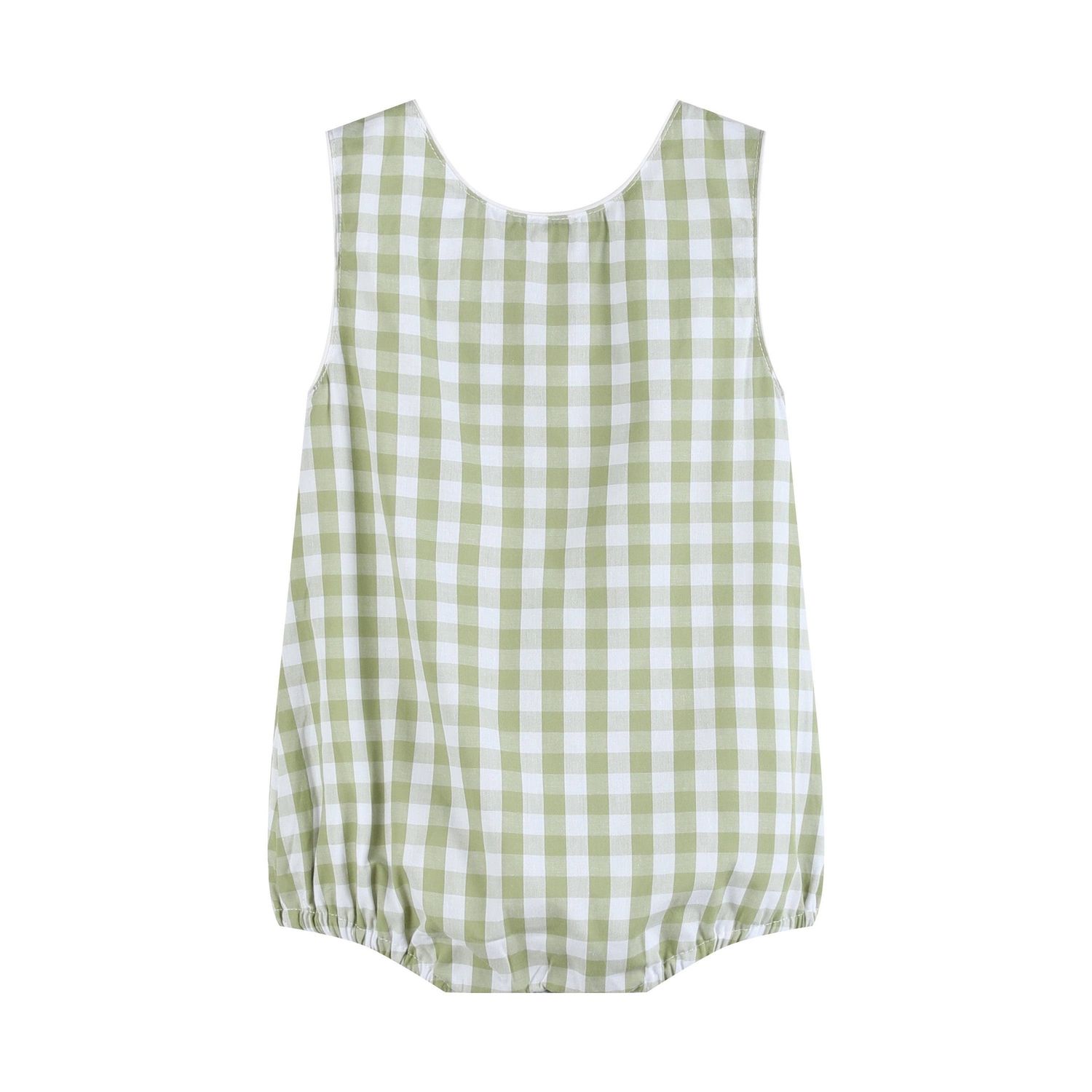 Classic Sage Green Gingham Bubble Romper