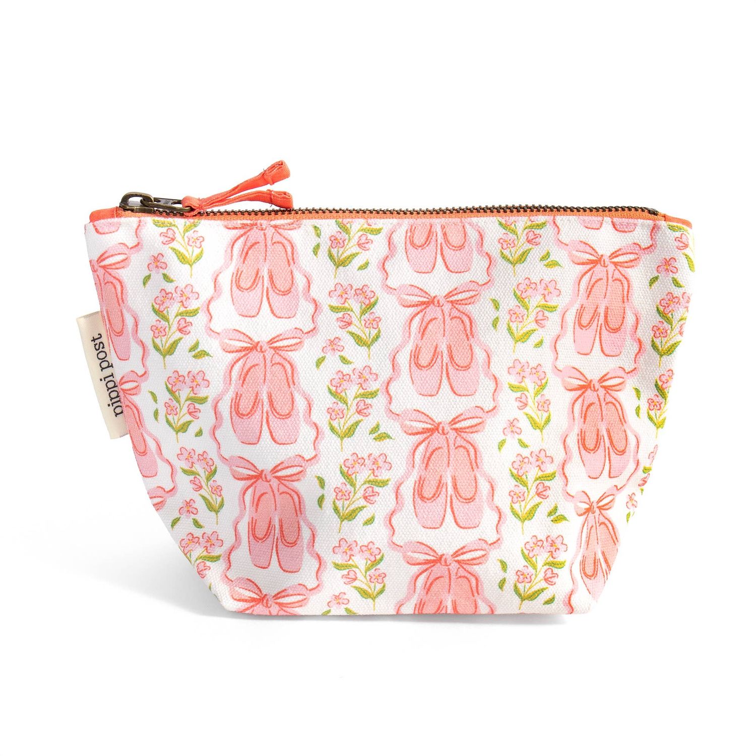 Ballet Slippers &amp; Florals Canvas Zipper Pouch
