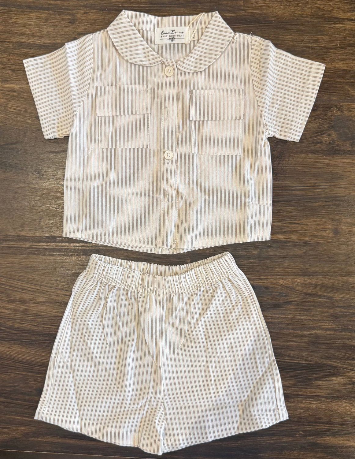 Carter Pinstripe 2 Piece Button-Up Cotton Set