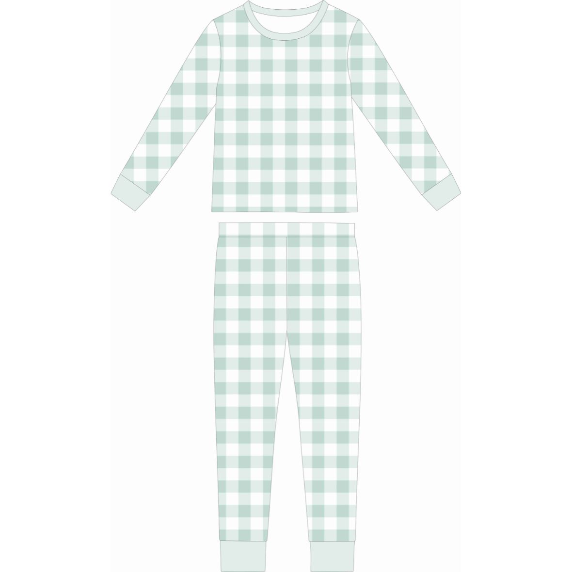 Mint Gingham Two Piece Bamboo Sleeper Set