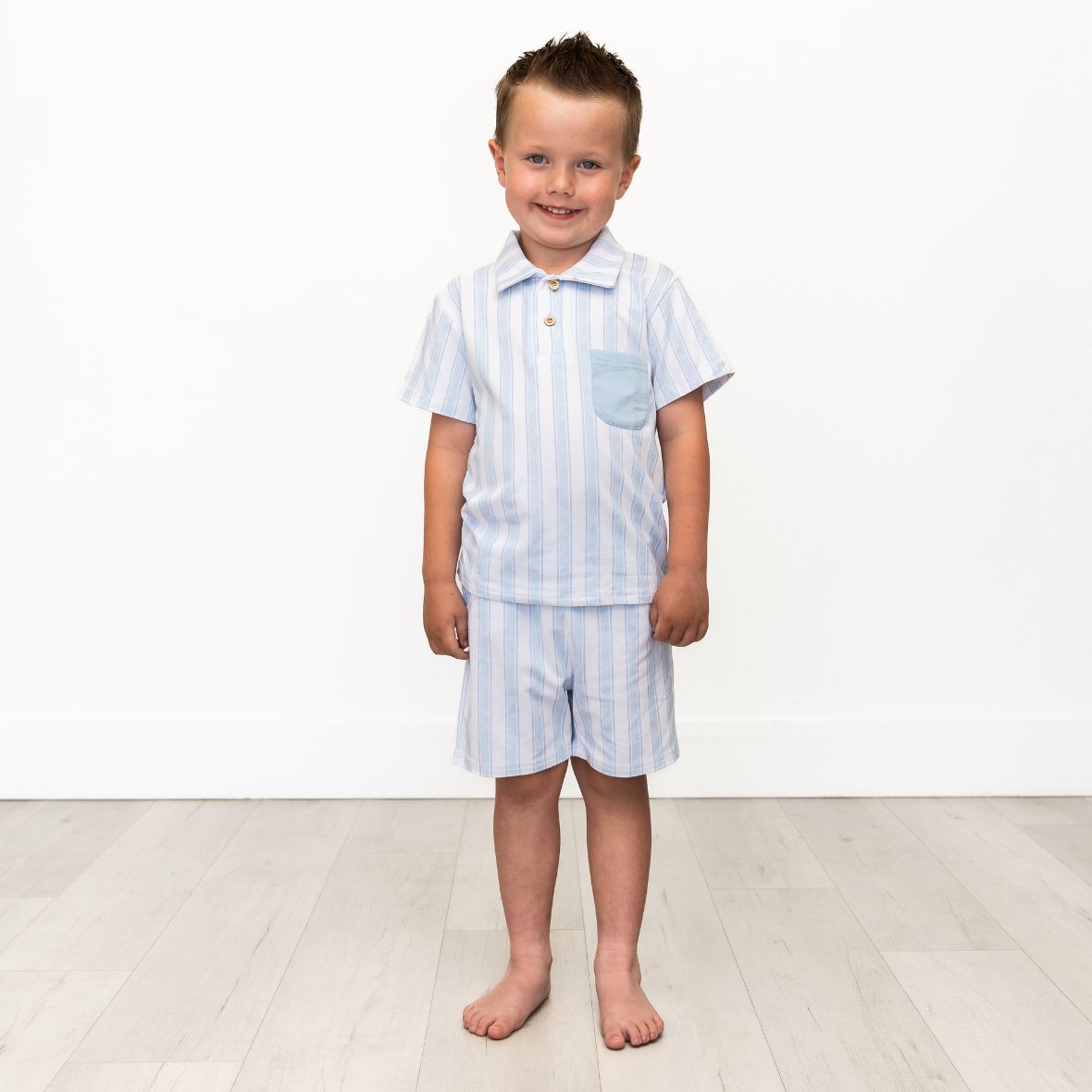 Seaside Stripe Bamboo &amp; Cotton Boys Set, Size: 2T, Style: 2 Piece Set